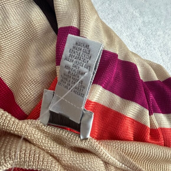 Chico's Womens Sunset Stripe Paradiso Tab Sweater Tunic Size 2 V-Neck Coral New - Picture 4 of 7